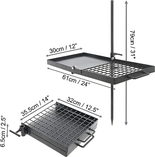 Adv Seeka Heavy Duty 24" Folding Campfire Grill, Camp Fire Grill With Folding Grill Design For Compact Storage. Campfire Grill Grate And Griddle For Versatile Campfire Cooking (Standard Grill)