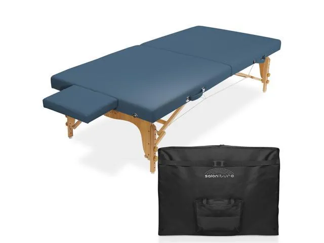 Saloniture Portable Physical Therapy Massage Table - Low to Ground Stretching Treatment Mat Platform - Blue