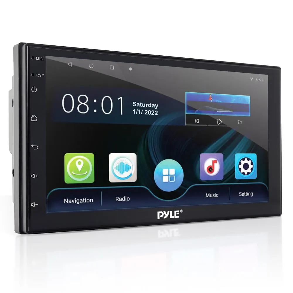 PyleUsa Double DIN Car Stereo Receiver - 7 inch 1080p HD Touch Screen Bluetooth ...