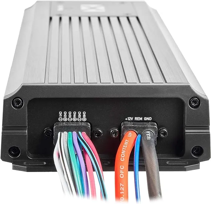 NVX MVPA6 Marine-V Series 6-Channel Bridgeable Micro Class D Compact Car Amplifier (900W Total RMS) | IPX67 Waterproof Rating