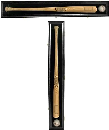 Baseball Bat Display Case Rack Cabinet Holder w/ UV Protection, Lock, Vertical or Horizontal B001VH (Black)