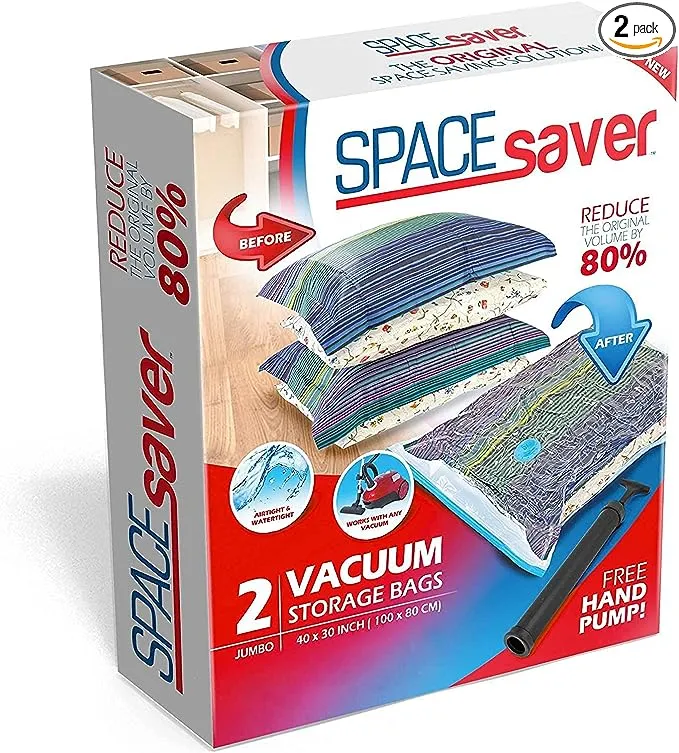 Vacuum Storage Bags (Jumbo 2 Pack) Save 80% on Clothes Storage Space - Vacuum...