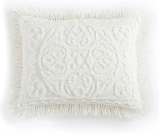 Beatrice Home Fashions Medallion Chenille Sham Standard Ivory