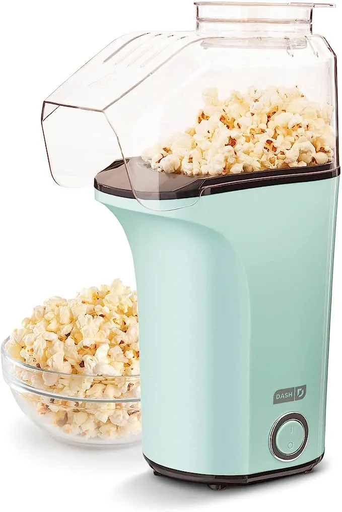 DASH Heißluft-Popcorn-Popper-Maker mit Messbecher zum Portionieren, knallende Maiskörner + Schmelzbutter, 16 Tassen, Traumblau