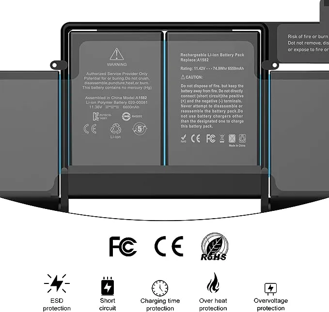 SNSYIY A1398 MacBook Pro Battery A1494 A1618 Replacement for MacBook Pro 15 Inch Retina A1398 (Late 2013, Mid 2014, Early 2015), Laptop Battery A1494 A1618 8440mAh