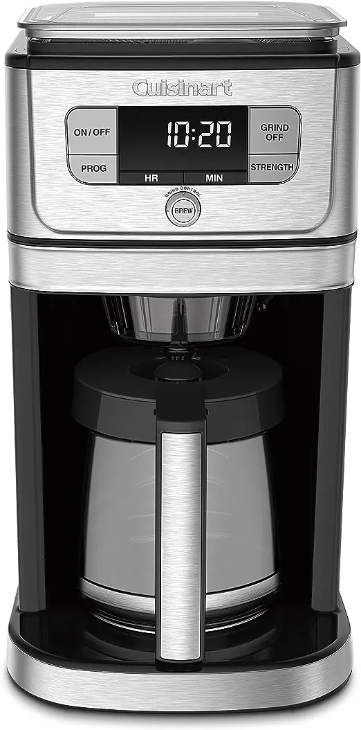 Cuisinart DGB-850 Burr Grind & Brew 10-Cup Coffeemaker with Thermal Carafe, Black/Stainless Steel, Silver 