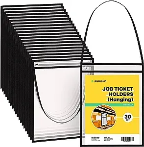 Enjoy Premium Hanging Job Ticket Holders 9x12 (30 Pack) - Strong, Reusable Sleeves for Easy and Lasting Organization - Perfect for Workspaces in Shops, Offices, or Classrooms