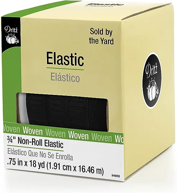 Dritz Non-Roll Elastic 3/4"X18yd Black