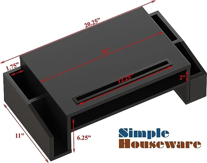 Simple Houseware Desk Monitor Stand Riser with Adjustable Organizer tray, Black