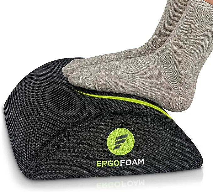 ErgoFoam Ergonomic Foot Rest Under Desk Premium Velvet Soft Foam Footrest for Desk