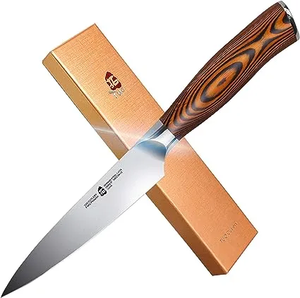 Tuo Cutlery German Steel 5 inch Utility Knife with Pakkawood Handle with Case - Fiery Series