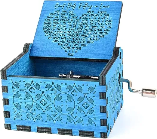 VACTER Can't Help Falling in Love Wood Music Box, Antique Engraved Musical Boxes Case for Love One Wooden Music Box - Gifts for Lover, Boyfriend,