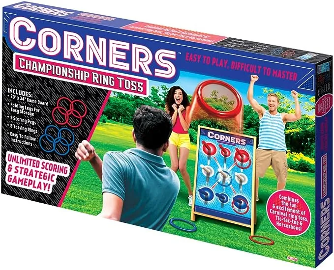 Corners Championship Ring Toss - Unlimited Scoring and Strategic Gameplay - Fun and Excitement for All Ages - Ring Toss Reinvented