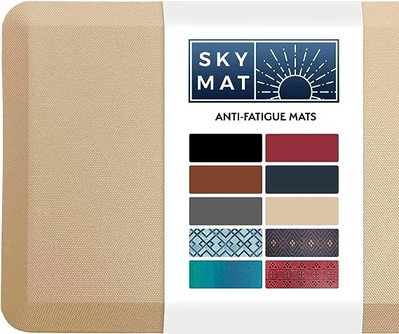 Sky Solutions Anti Fatigue Floor Mat - 3/4" Thick Cushioned Kitchen Rug, Standing Desk Mat - Comfort at Home, Office, Garage - Non Slip, Durable and Stain Resistant (20" x 32", Beige)