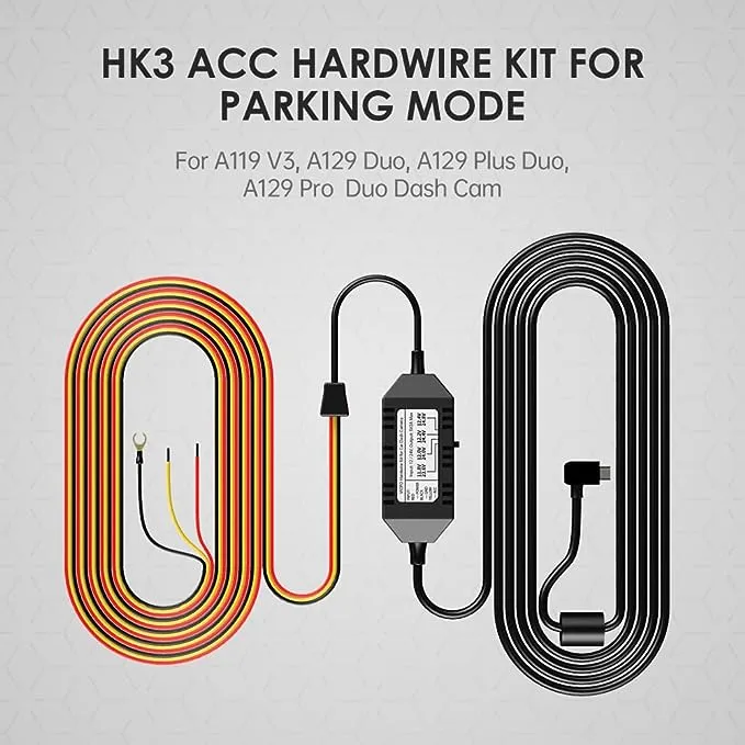 VIOFO HK3 ACC Hardwire Kit for A129, A129 Plus, A129 Pro, A129 IR, A119V3, Enables Parking Mode, Low Voltage Protection