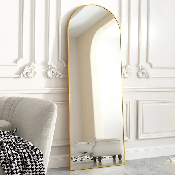 BEAUTYPEAK Arched Full Length Floor Mirror 64"x21.1" Full Body Standing Mirror,Black