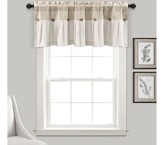 Lush Decor Linen Button Valance - Gray White