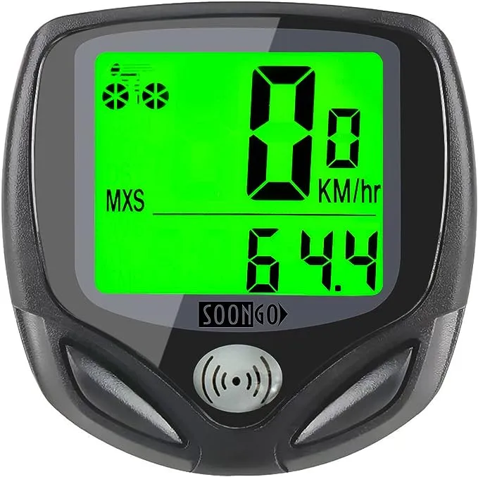 SOON GO Bike Speedometer, Bicycle odometers,Bicycle Speedometer Wireless Cycle Bike Computer Waterproof Bike Odometer with LCD Display Speedometer Accurate Speed Tracking & Multi-Function