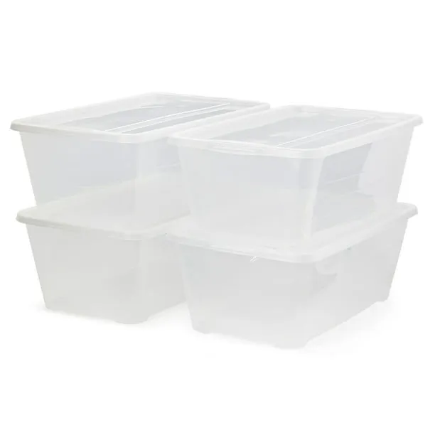 Life Story 6 Quart Clear Plastic Protective Storage Shoe Box 4 Pack