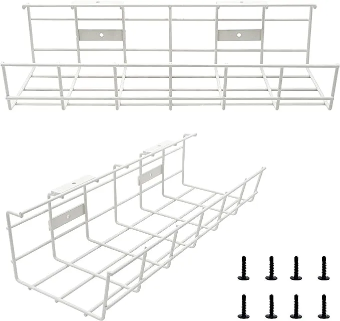 Coyacool Under Desk Cable Management- 2 Pack Cord Organizer. Metal Wire Cable Management Tray for Office, Studio and Home. Super Sturdy Under Table