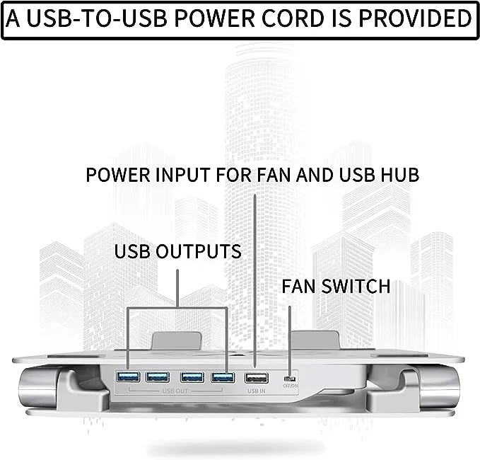 Soundance Laptop Cooling Pad with Low-Noise Fan and 3.0 USB Hubs, Ventilated Laptop Cooler Prevent Overheating, Ergonomic Laptop Stand Support Up to