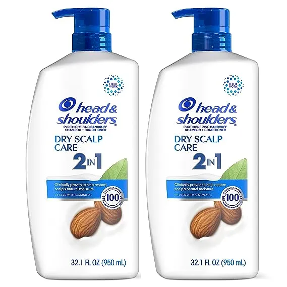 Head and Shoulders Shampoo and Conditioner 2 in 1 Anti Dandruff Treatment Dry Scalp Care 32.1 fl oz Twin Pack