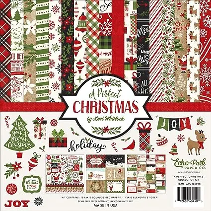 Echo Park Paper Company Perfect Christmas Collection Kit, Pastel , 12-x-12-Inch