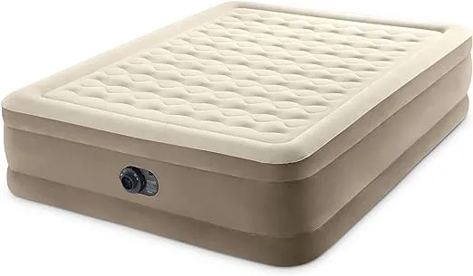 Intex 64427ED Ultra Plush Fiber Tech Airbed Mattress with Built in Pump, Queen