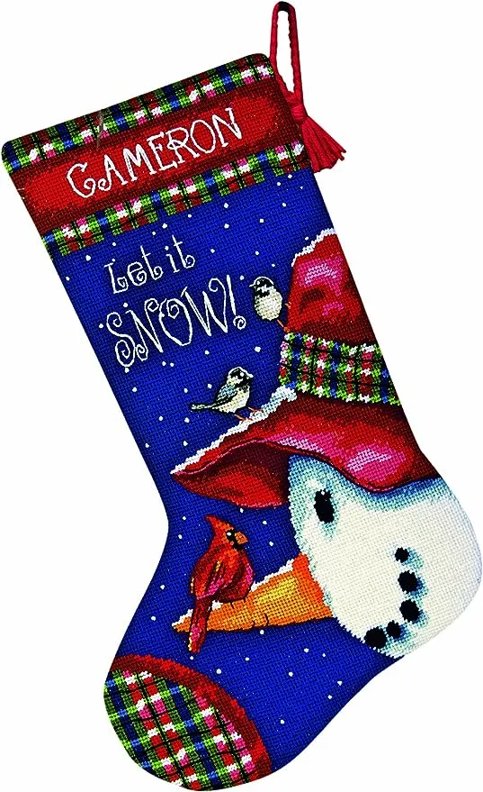 Dimensions Counted Cross Stitch Kit 16" Long-Sledding Snowmen Stocking