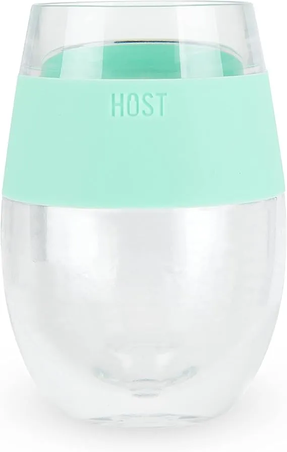 HOST Cooling Cup Set of 1 Plastic Double Wall Insulated Freezable Drink Chilling Tumbler with Freezing Gel, Wine Glasses for Red and White Wine, 8.5 oz, Blue