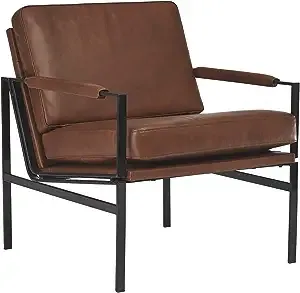 Signature Design by Ashley Puckman Mid-Century Modern Leather Accent Chair, Brown