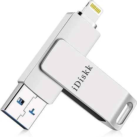 App*le Mfi Certified iDiskk 128GB Photo Stick for iPhone USB Storage Flash Drive iPhone Picture Photo Saver Flashdrive Mac,iPad,PC Thumb Drive for Photos and Videos Auto Backup Storage Booster