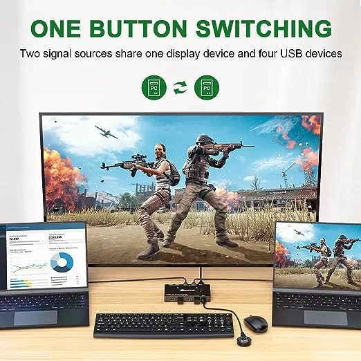 USB Type-C KVM Switch 4K@60Hz,MLEEDA USB C Switch for 2 Computers Share 1 Monitor and 4 USB Devices,Compatible with Thunderbolt 3,with 100 W Power