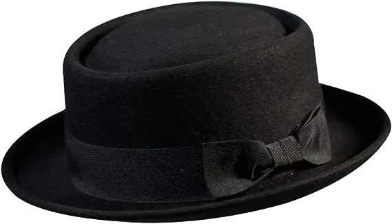 Pork Pie Hat for Men/Women Wool Felt Boater Porkpie Flat Top Derby Fedora