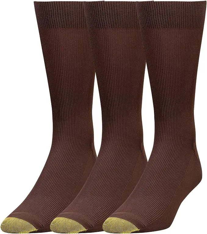 GOLDTOE Men's Metropolitan Dress Socks, 3 Pairs, Brown, Shoe Size: 6-12GOLDTOE Men's Metropolitan Dress Socks, 3 Pairs, Brown,…