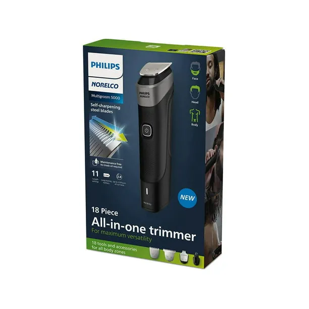 Philips Norelco Multigroom Series 5000 18 Piece, Beard Face, Hair, Body. NEW