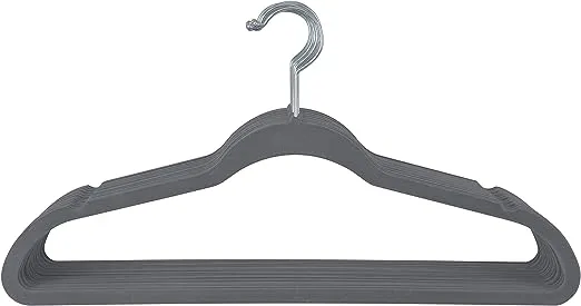 Simplify 10-Pack Super Slim Velvet Huggable Hangers, Grey