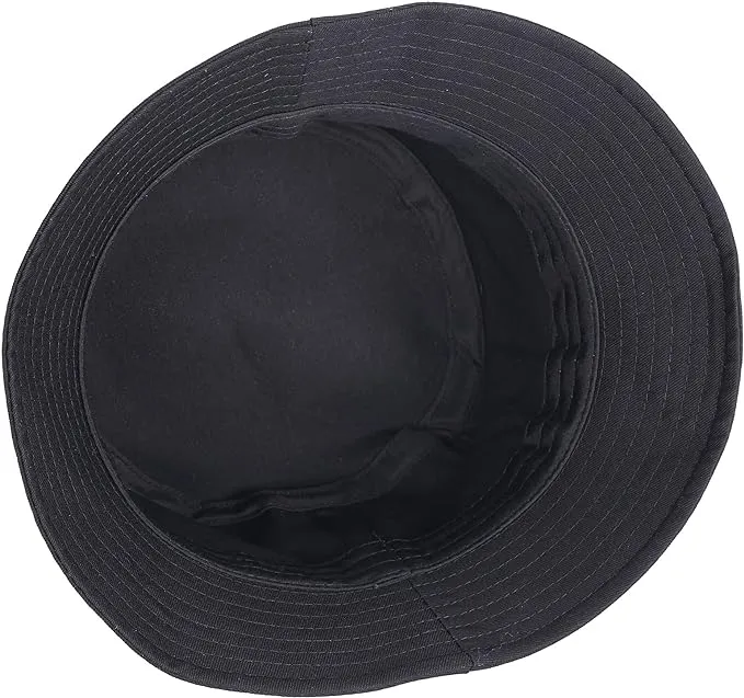 Umeepar Unisex 100% Cotton Packable Bucket Hat Sun Hat for Men Women (Plain Black)