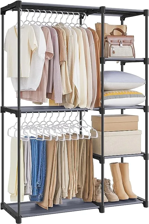 Songmics Portable Closet Freestanding Closet Organizer Clothes Rack with Shelves