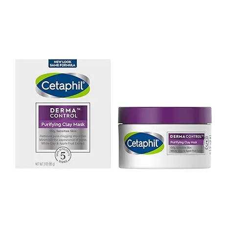 Cetaphil Clay Mask Pro, Dermacontrol Purifying Clay Face Mask with Bentonite Clay for Blackheads and Pores, Designed for Oily, Sensitive Skin, 3 Oz