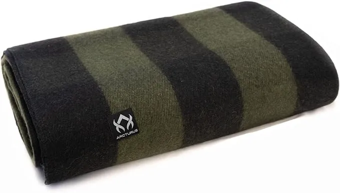 Arcturus Plaid Wool Blankets - 4.5lbs Warm, Heavy, Washable, Large | Great for Camping, Outdoors, Sporting Events, or Home