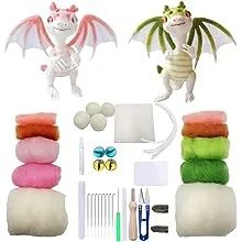 DEUXPER Needle Felting Kits Beginners, DIY Wool Felt Dragon Materials Set for Adults Kids, Needle Felting Craft Project Gift for Women MenDEUXPER Needle Felting Kits Beginners, DIY Wool Felt Dra…