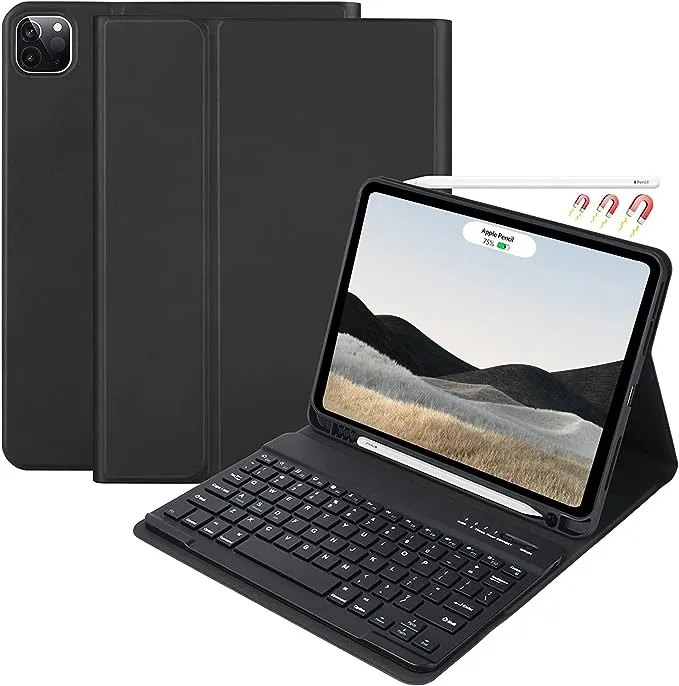 TQQ for iPad Air 13-inch (M2) 2024 & Pro 12.9 inch 2022 Case with Keyboard, Keyboard Case for 12.9-inch iPad Pro 6th/5th Generation - with Pencil