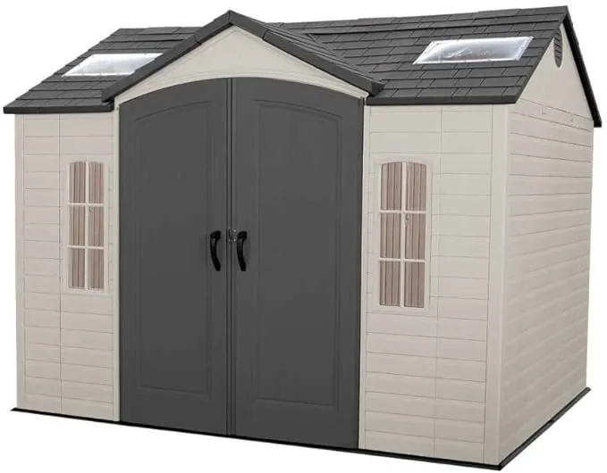 Lifetime 60005 Outdoor Storage Shed with Windows, Skylights and Shelving, 10 x 8 Feet