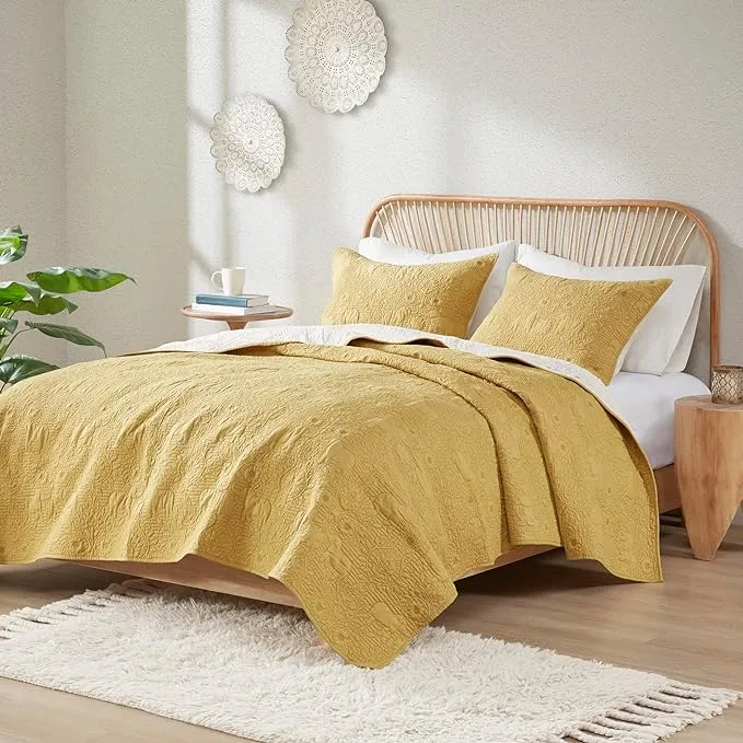 INK+IVY - Kandula 3 Piece Coverlet Mini Set - Yellow - King/Cal King