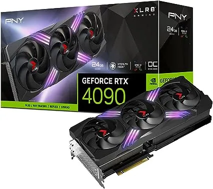 PNY GeForce RTX 4090 24GB XLR8 Gaming GPU VERTO EPIC-X RGB Triple Fan Graphics Card Nvidia DLSS 3 - Overclock Edition