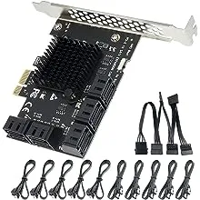 SATA Expansion Card 10 Ports, SATA PCIe Card,6Gbps PCI Express x1 to SATA 3.0 Controller Card for Windows XP/7/8/10 SSD HDD