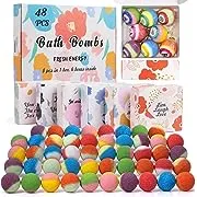 48 Natural & Organic Bath Bombs for Women and Kids, Rich in Essential Oils, Relaxation and Stress Relief, BathBombs Gift Set for Mothers Day, Christmas, Valentines Day & Birthday