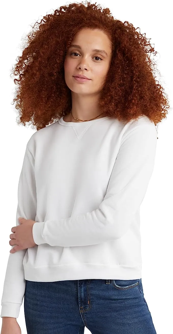 Hanes Women's EcoSmart Crewneck Sweatshirt, White, 2X LargeHanes Women's EcoSmart Crewneck Sweatshirt, White, 2X Large