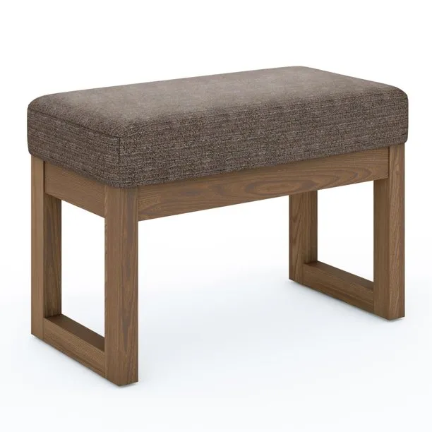 Simpli Home Milltown Small Ottoman Bench in Platinum Fabric